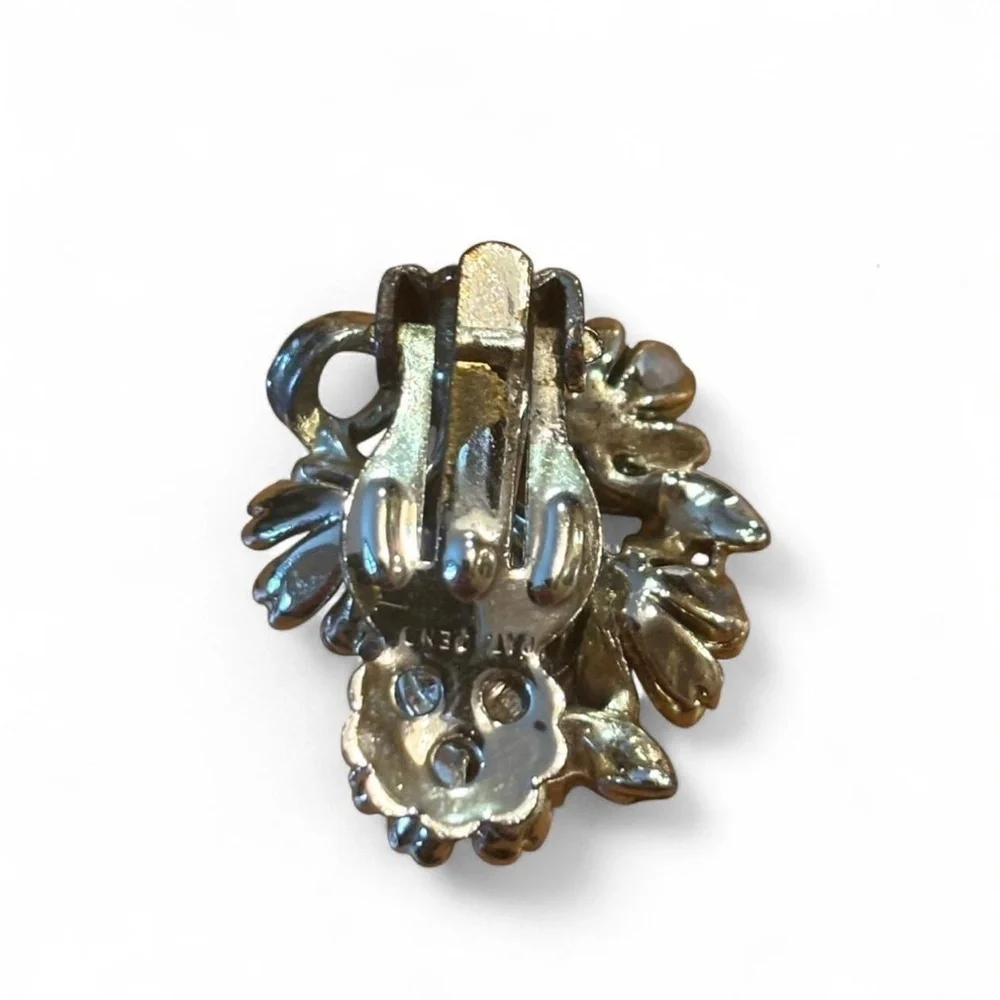 Vintage Mid Century Modern Floral Brooch Earring Hair Clip Lot